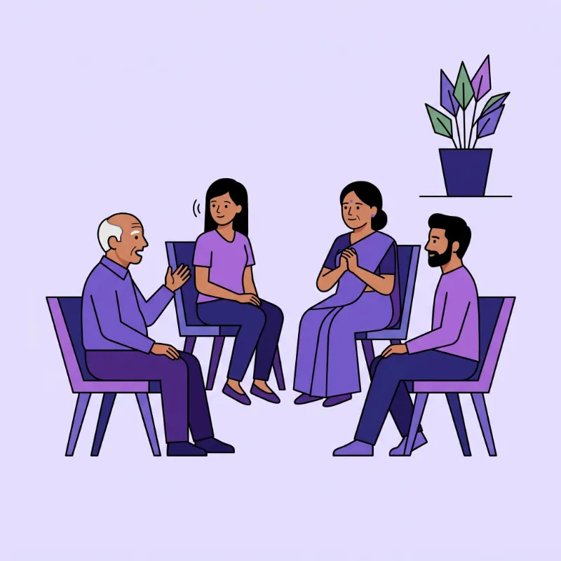 A small group sitting in a circle during a workshop